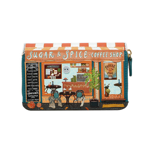 Sugar and Spice Coffee Shop Medium Ziparound Wallet