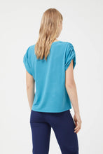 Draped Short Sleeve Top in Blue