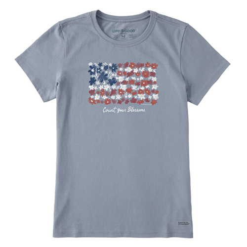 Count your Blossoms USA Flag Short Sleeve Women's Crusher Tee